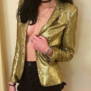 Vintage sequin gold blazer